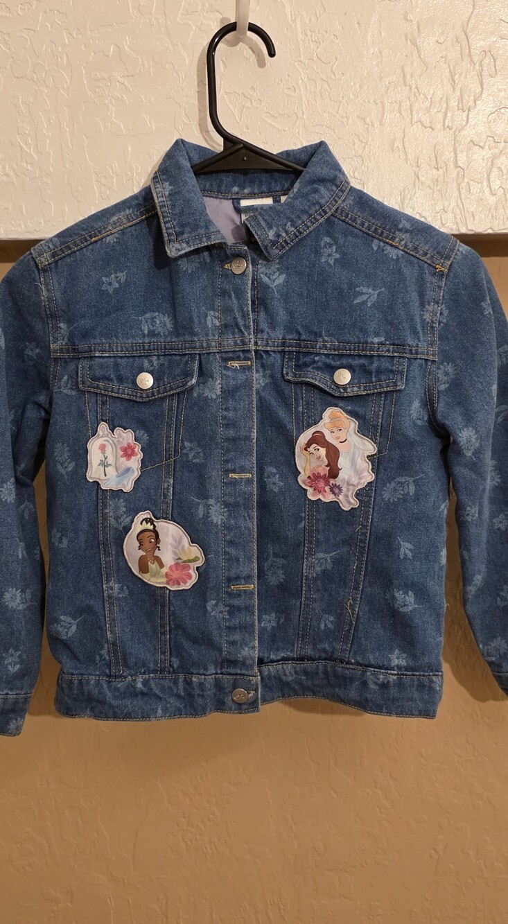 Disney Blue Denim Jacket with Princess Character Patches